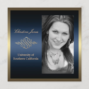 Invitation de diplôme Gold and Blue