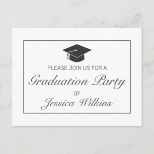 Invitation de diplôme minimaliste moderne blanc