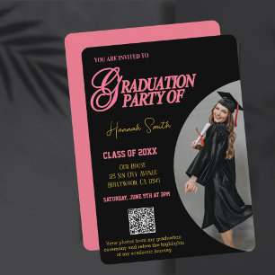 Invitation de diplôme, Photo personnalisée, Code Q