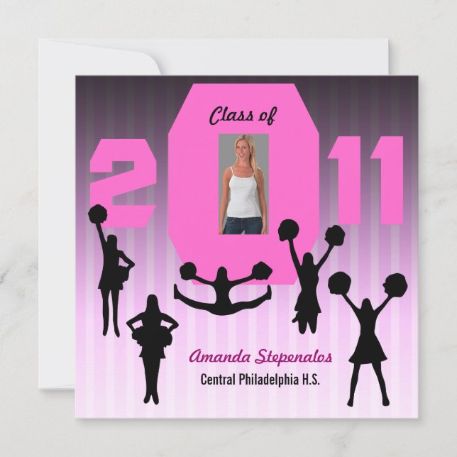 Invitation de diplôme Pom-pom girl XCP194 rose (Devant)