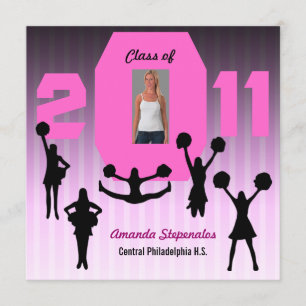 Invitation de diplôme Pom-pom girl XCP194 rose