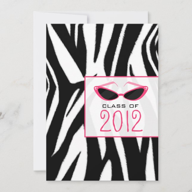 Invitation de diplôme Zebra & Sunglasses 2012 (Devant)