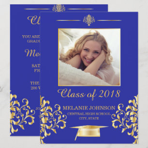 Invitation de diplômes Blue and Gold