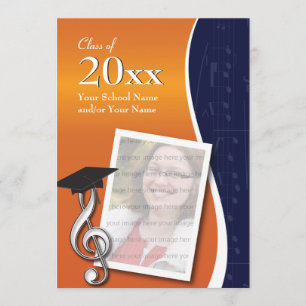 Invitation de diplômes de musique Blue & Orange