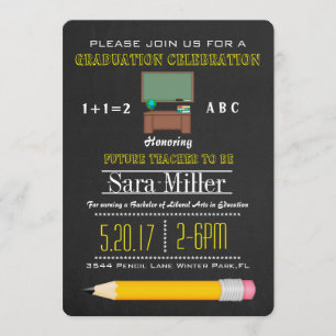 Invitation de diplômes d'enseignant au crayon et a