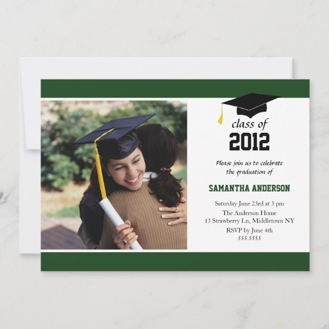 Invitation de diplômes modernes - Hunter Green (Devant)