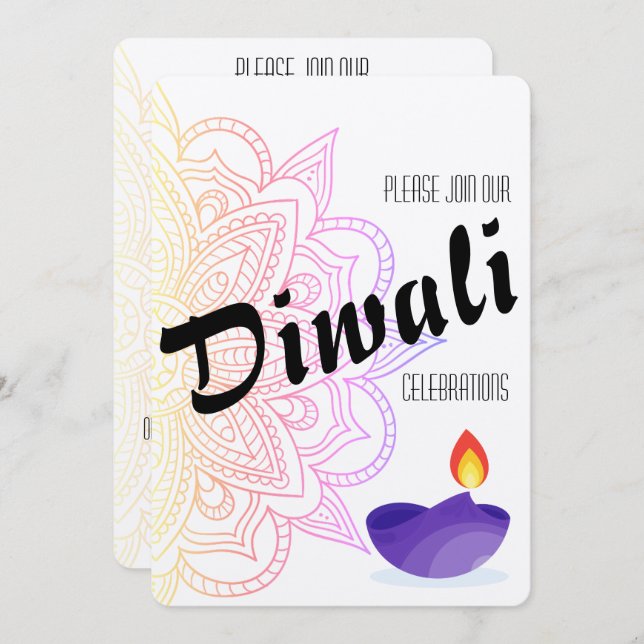Invitation de Diwali (Devant / Derrière)
