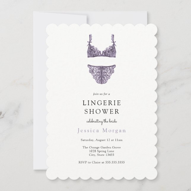 Invitation de douche à lingerie violet (Devant)