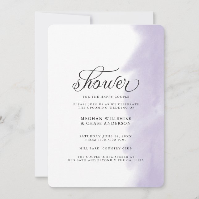 Invitation de douche | Aquarelle Lilac (Devant)