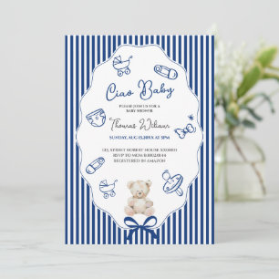 Invitation de douche bébé bleu Ciao bambino