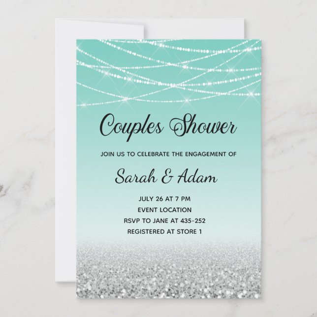 Invitation de douche Couples de Parties scintillan (Devant)