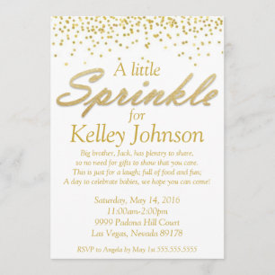 Invitation de douche d'arrosage pour bébé en or