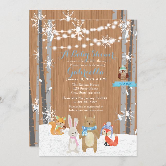 Invitation de douche de bébé de forêt de région (Devant / Derrière)