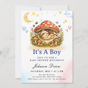 Invitation de douche de bébé garçon champignon mig