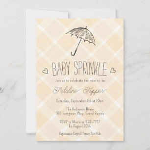 Invitation de douche de bébé parapluie à carreaux 