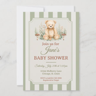 Invitation de douche de bois de ours en peluche Ve