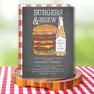 Invitation de douche de couple Burgers & Brew