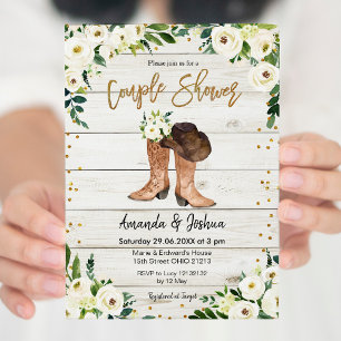 Invitation de douche de couple de bottes de campag