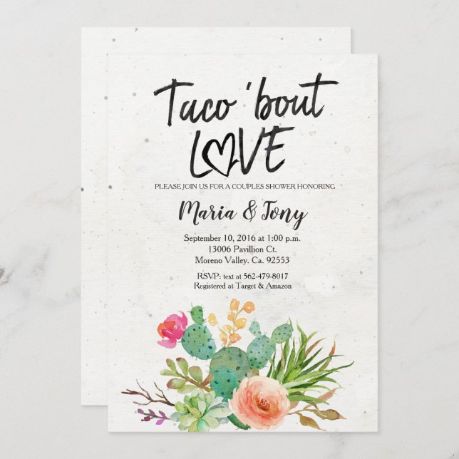 Invitation de douche de couples de fiesta de (Devant / Derrière)