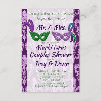 Invitation de douche de couples de mardi gras
