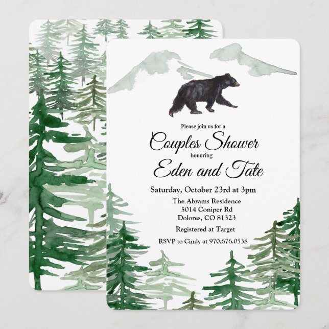 Invitation de douche de couples d'ours d'arbre rus (Devant / Derrière)