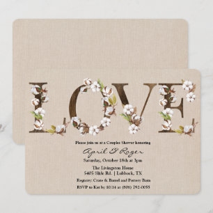 Invitation de douche de couples en coton alphabet