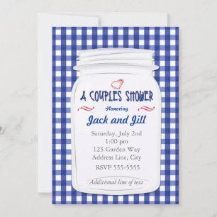 Invitation de douche de jarre de maçon de gingham 