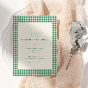 Invitation de douche de mariage à carreaux verts d