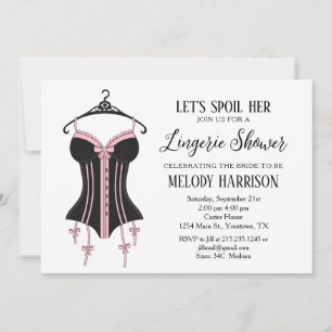 Invitation de douche de mariage lingerie rose noir