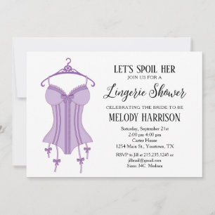 Invitation de douche de mariage lingerie violet la