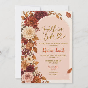 Invitation de douche de mariée bohème florale rust