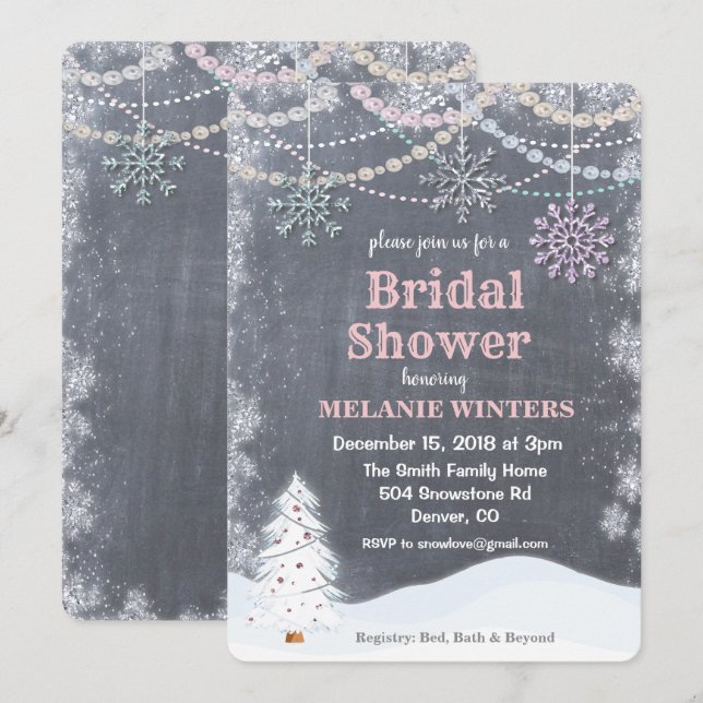 Invitation de douche de mariée d'hiver (Devant / Derrière)