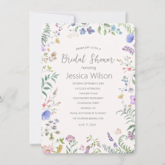 Invitation de douche de mariée florale aquarelle
