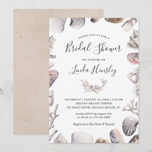 Invitation de douche de mariée plage coquillage aq