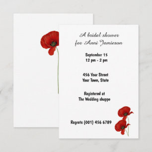 Invitation de douche de mariée Poppy Rouge