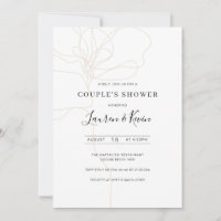 Invitation de douche du couple d'art de ligne illu