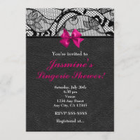 Invitation de douche lingerie en cuir noir et dent