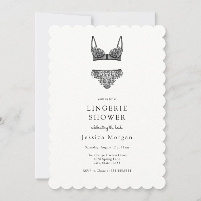 Invitation de douche Lingerie noire (Devant)