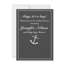 Invitation de douche nautique grise et blanche chi