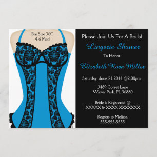 Invitation de douche noire et bleue Corset Lingeri