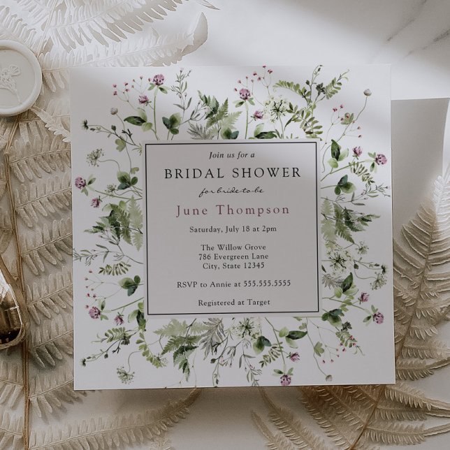 Invitation de douche nuptiale à cadre Fleur sauvag (Créateur téléchargé)