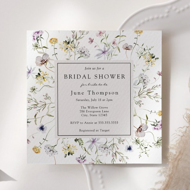 Invitation de douche nuptiale à cadre Fleur sauvag (Créateur téléchargé)