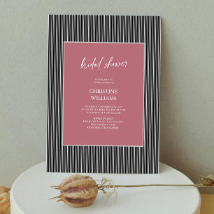 Invitation de douche nuptiale à cadre rayé Dusty R
