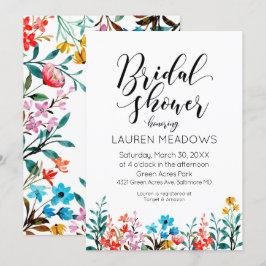 Invitation de douche nuptiale à fleurs d'aquarelle