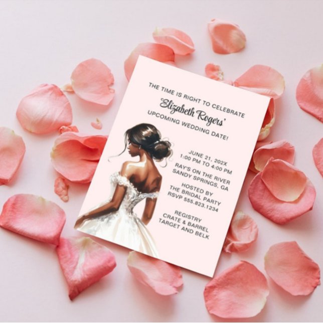 Invitation de douche nuptiale afro-américaine rose (Créateur téléchargé)