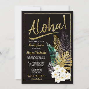 Invitation de douche nuptiale Aloha, Or Faux