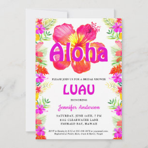 Invitation de douche nuptiale Aloha Tropical Luau