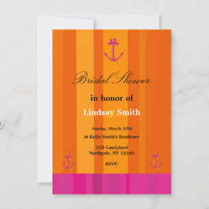 Invitation de douche nuptiale Ancre rose et orange