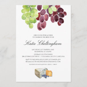 Invitation de douche nuptiale au vin et au fromage