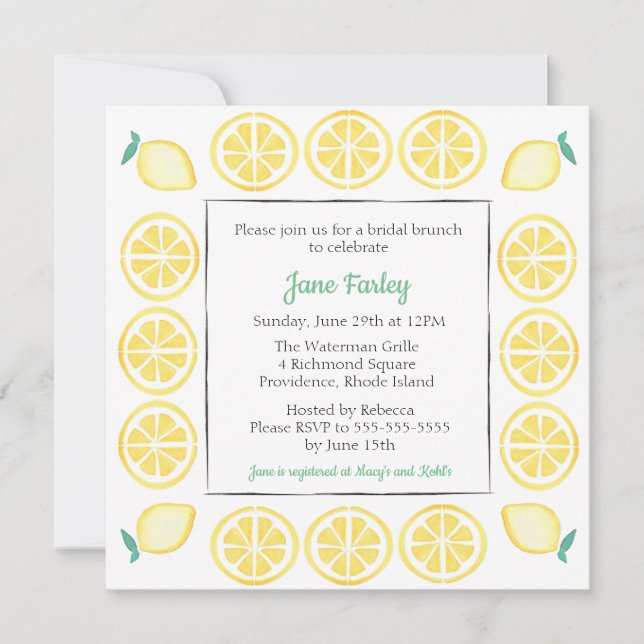 Invitation de douche nuptiale avec accent vert (Devant)